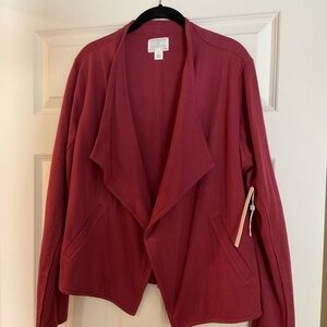 Women’s Caslon Open Front Reverse Stitch Cardigan Deep Red Jacket
